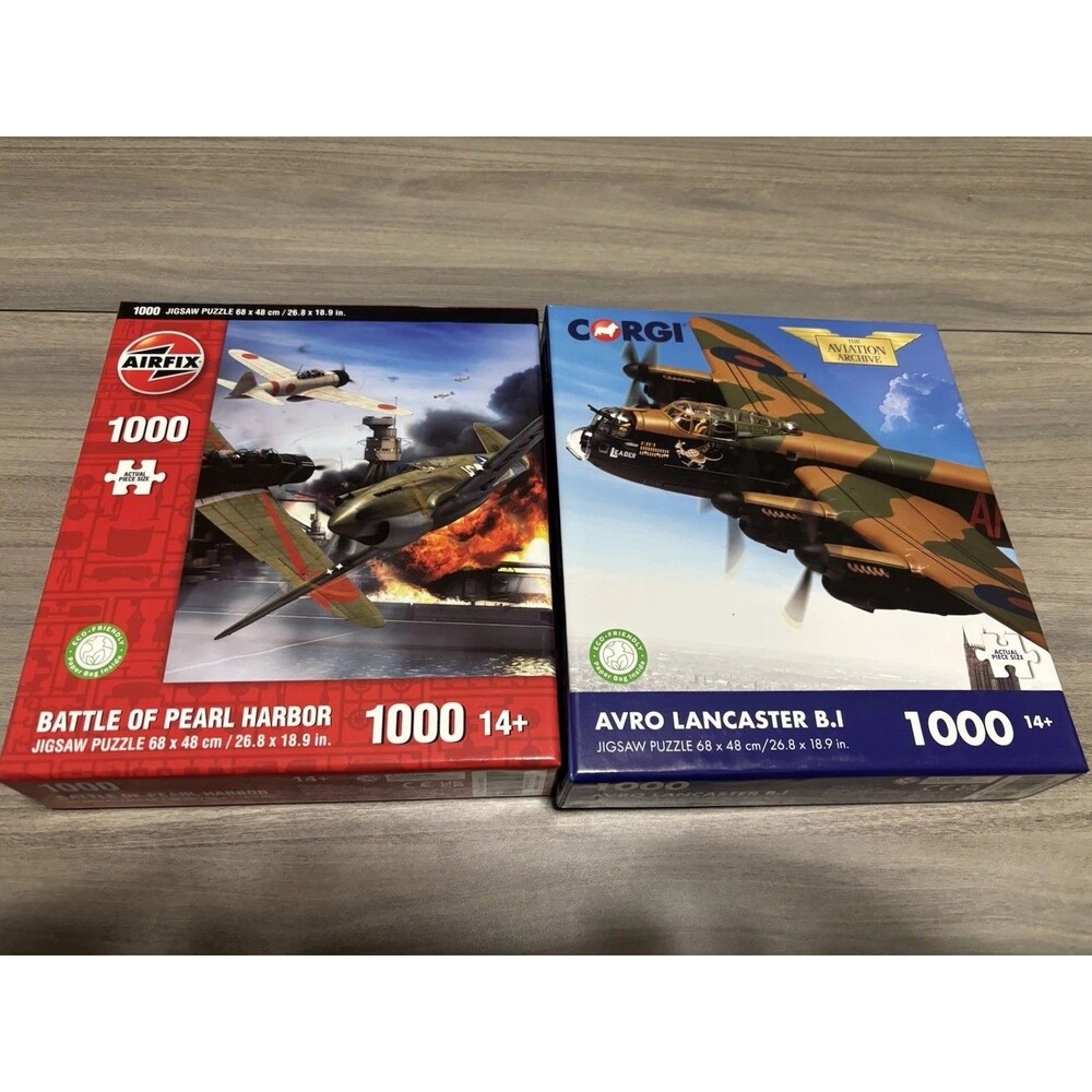 Airfix Pearl Harbor & Corgi Avro Lancaster B.I 1000 Piece Jigsaw Puzzle Lot NEW